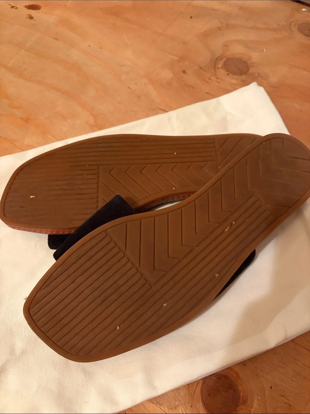 Vince Canella Black Suede Slide Sandals with Tan Trim